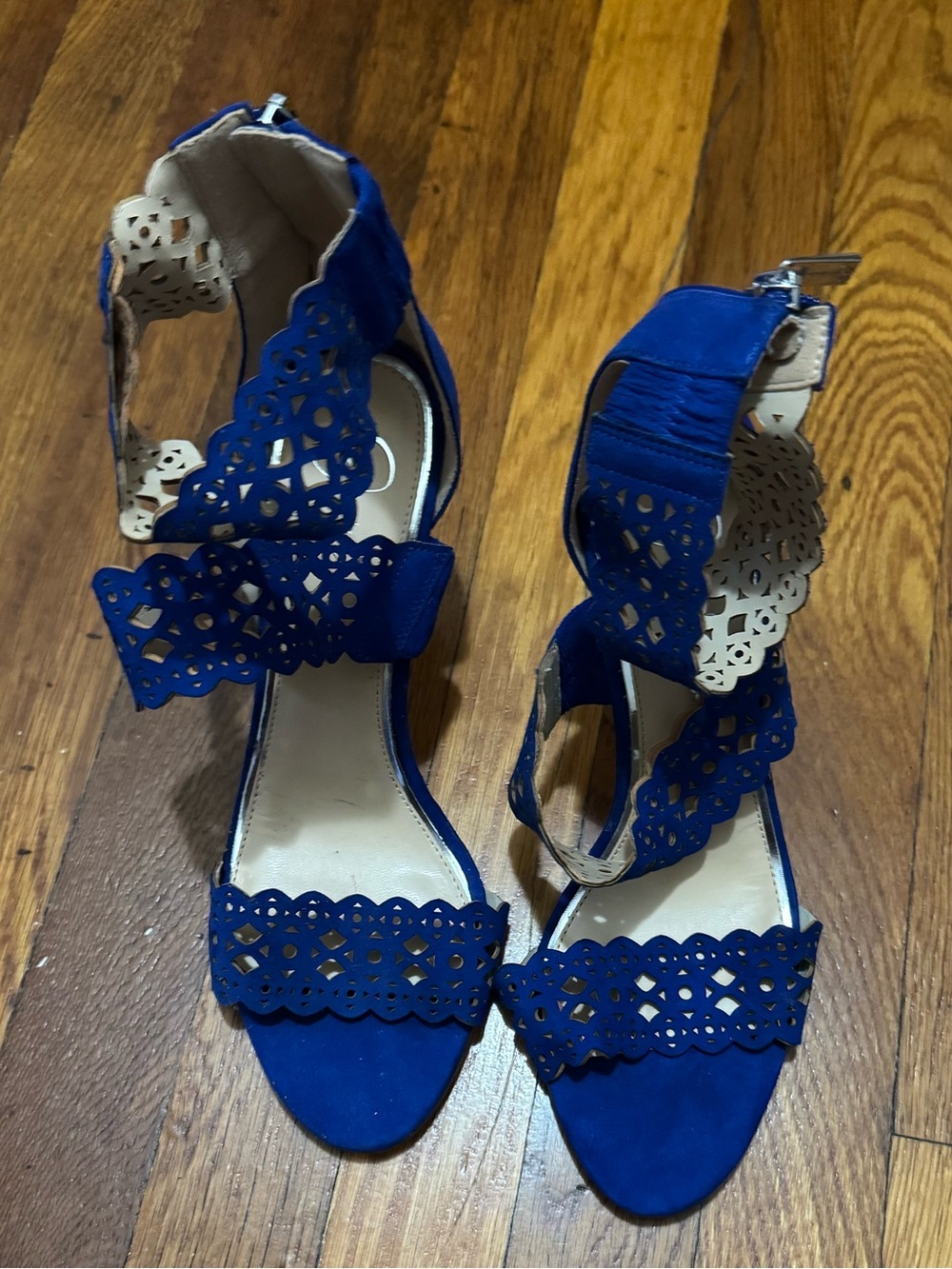 Jessica Simpson Royal Blue Laser-Cut High Heel Sandals